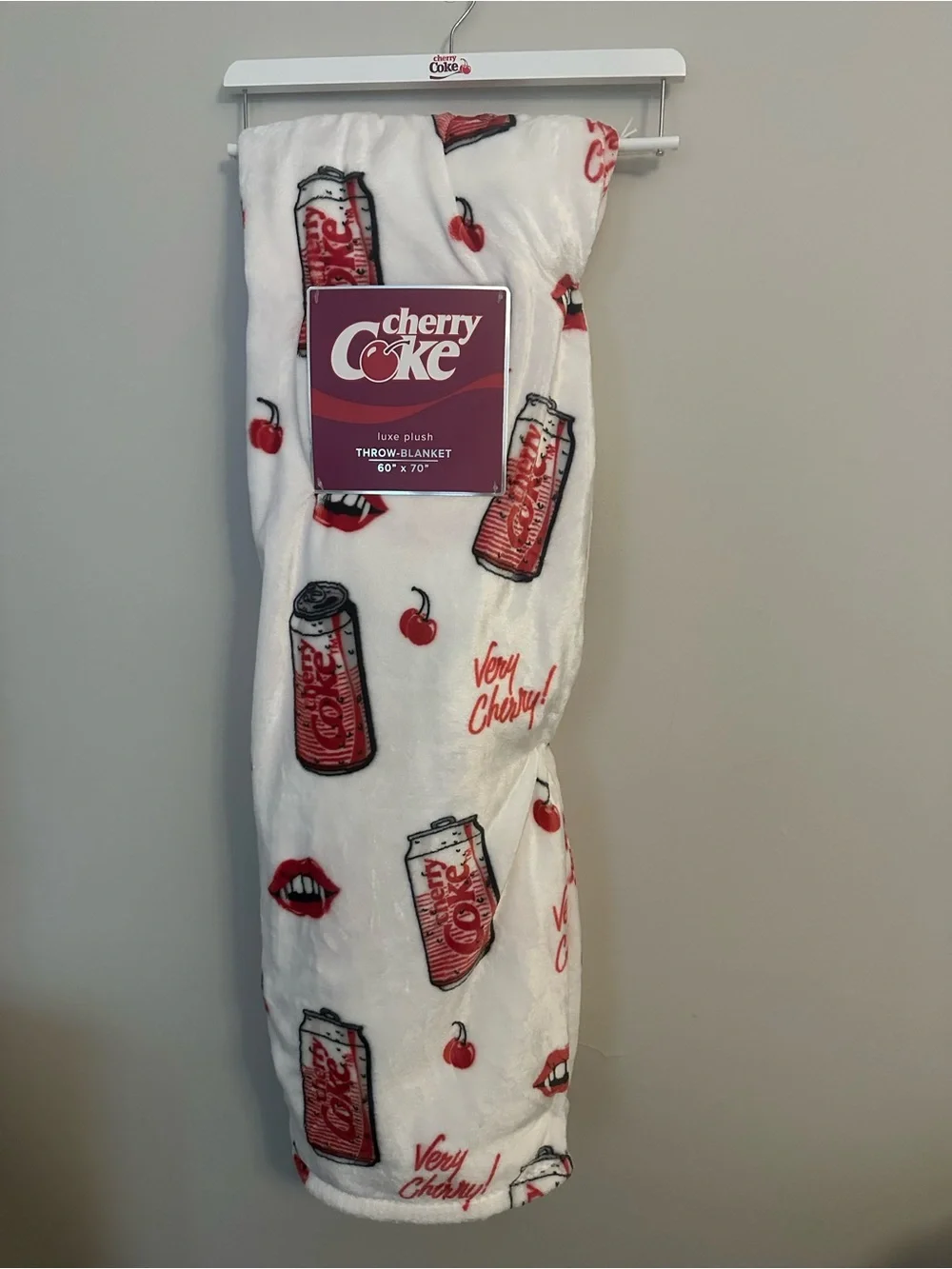 Coca Cola Cherry Plush Throw Blanket Halloween fangs
